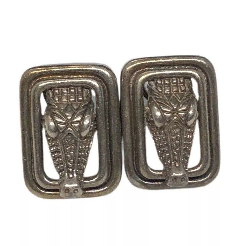 Vin Sterling Silver Alligator Earrings Marks B. Kieselstien Cord 1991 Moon Star